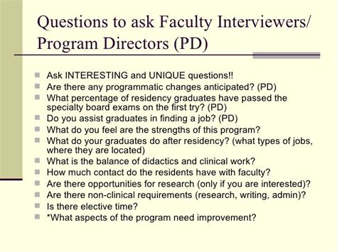 questions to ask program director during residency interview reddit