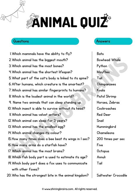 quick quiz questions with answers