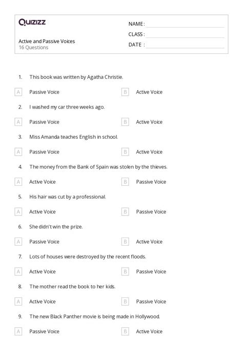 quiz on active and passive voice for class 7