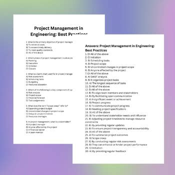 quiz questions for project management