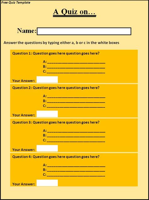 quiz template examples