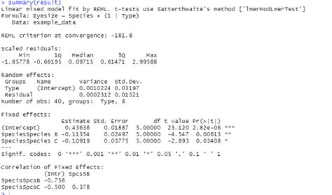 r code for linear mixed model