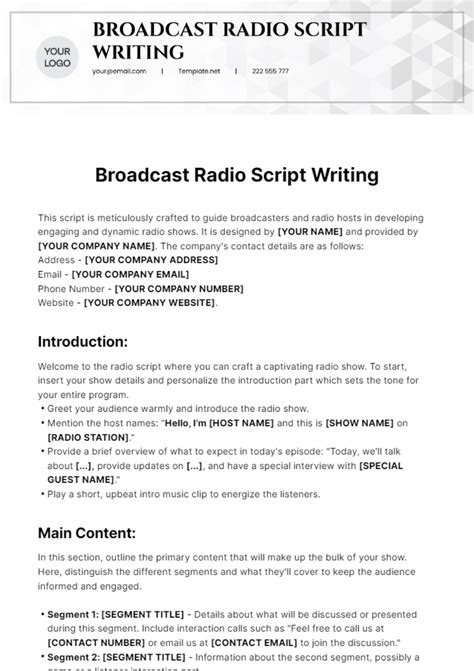 radio script sample pdf in english