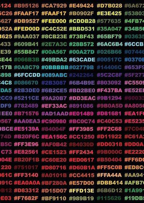 rainbow hex code list