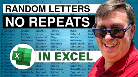 random letter generator excel no repeats