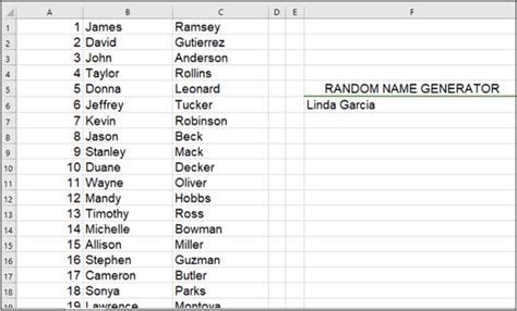 random name generator list excel