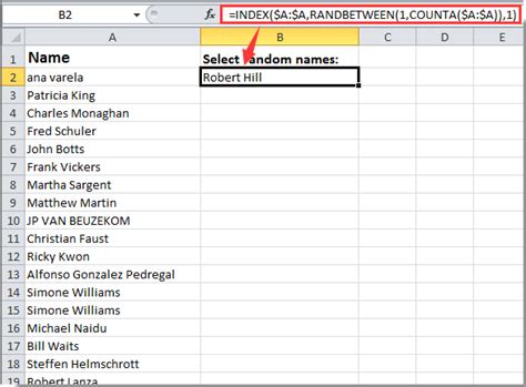 random name picker from list excel