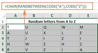 random number and letter generator in excel