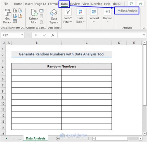 random number generator in excel using data analysis