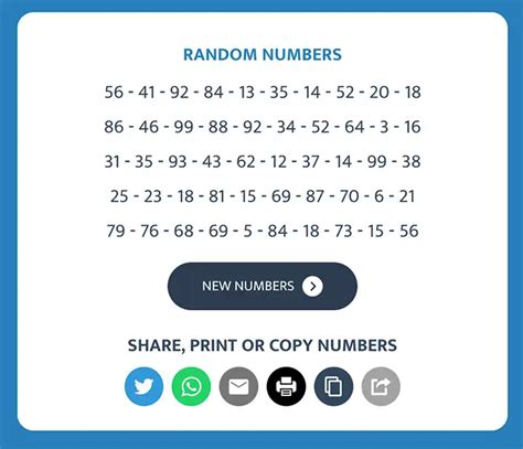random number generator list of numbers