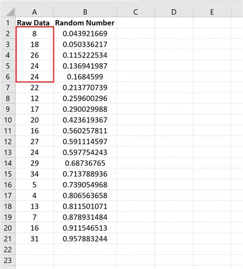 random sample function excel