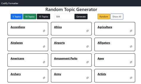 random topic generator to write about for students