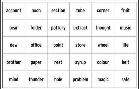 random word list for memory test