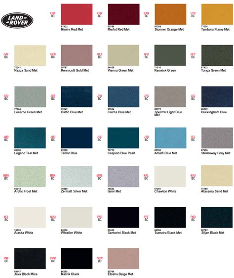 range rover silver colour code