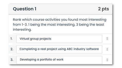 rank order questions examples