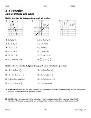 rate of change questions and answers pdf