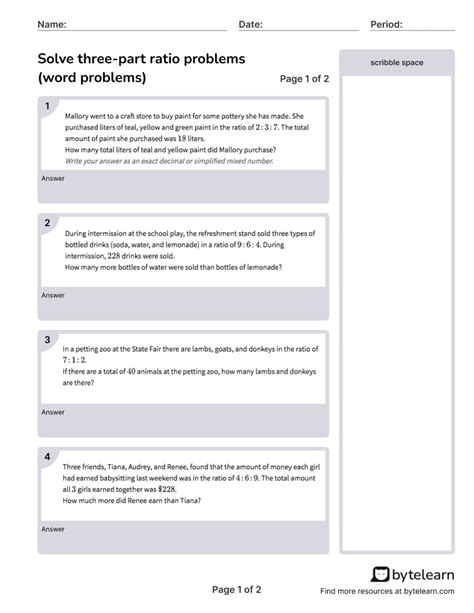 ratio problems with 3 variables