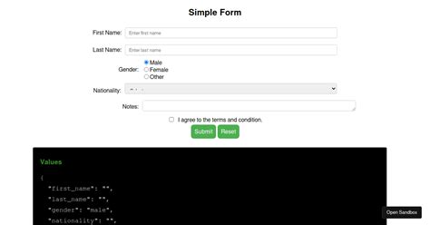 react form example codesandbox