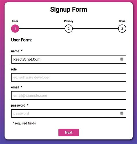 react multi step form example