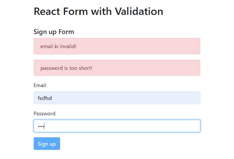 react simple form validation example