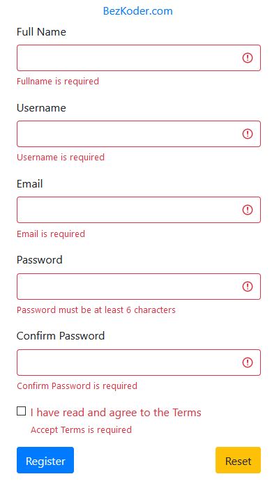 react yup form validation example