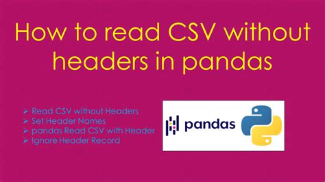 read csv file in pandas without header