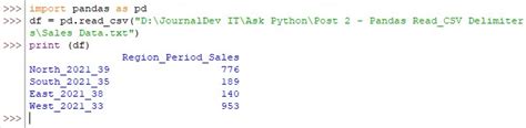 read csv file in python pandas delimiter
