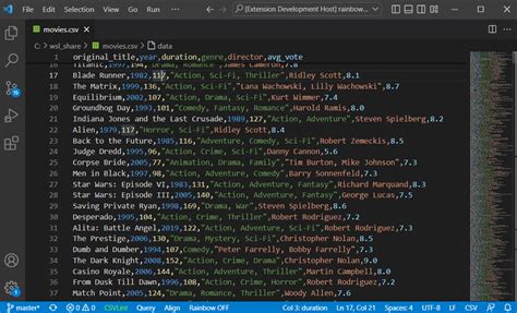 read csv file in vs code