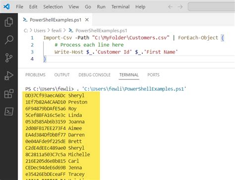 read csv file powershell foreach