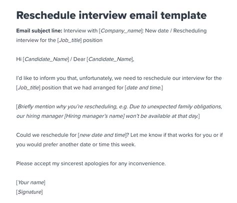 reason for reschedule interview sample