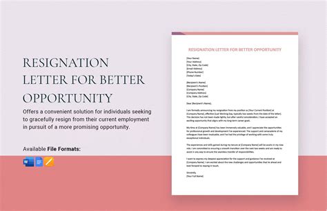 reason for resignation due to better opportunity email