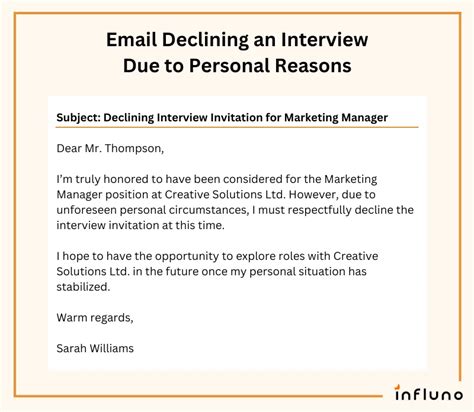reasons to decline an interview