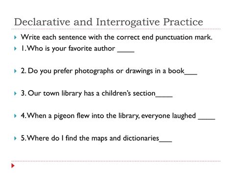 recognize different kinds of sentences declarative interrogative