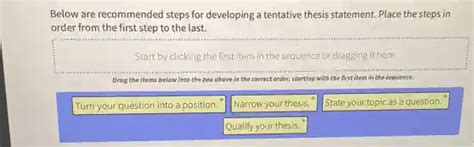 recommended steps for developing a tentative thesis statement