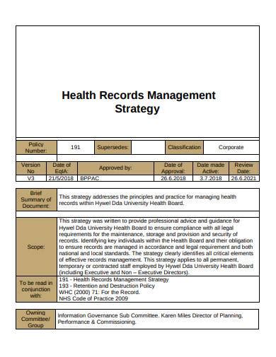 records management strategy example
