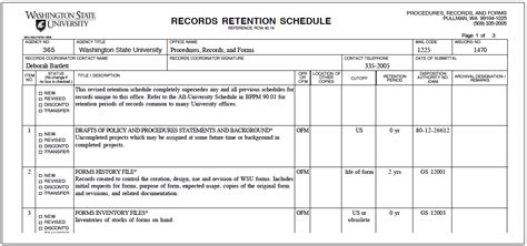 records retention schedule example