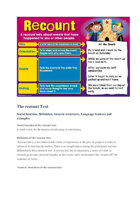 recount text generic structure and language feature