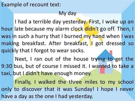 recount text type examples grade 5