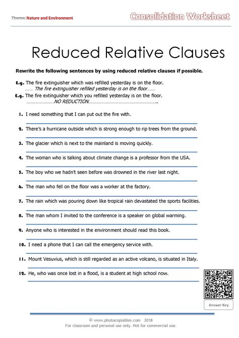 reduced relative clauses exercises pdf