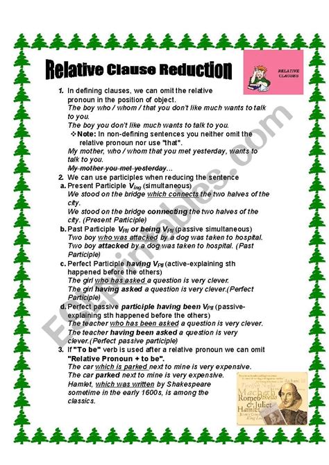 reduced relative clauses multiple choice exercises pdf