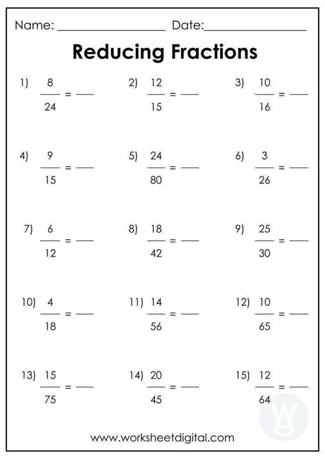 reducing fractions practice problems