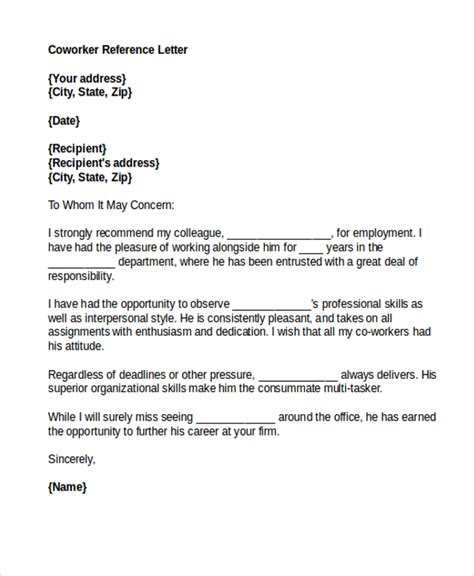 reference letter examples for coworker pdf