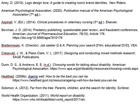 reference list in apa 7 format