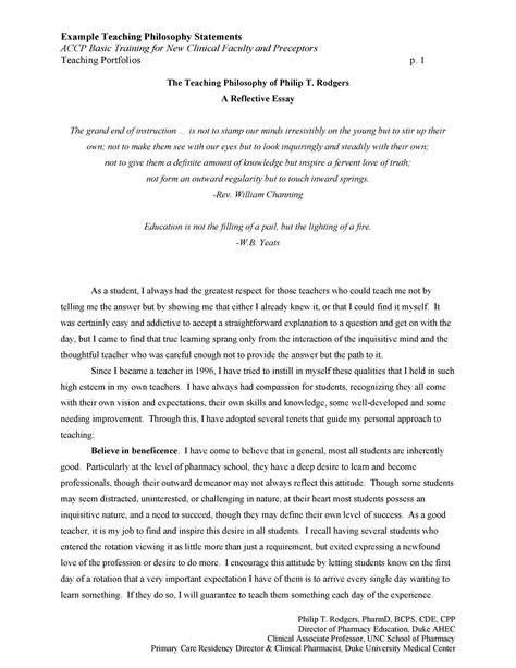 reflection paper example format