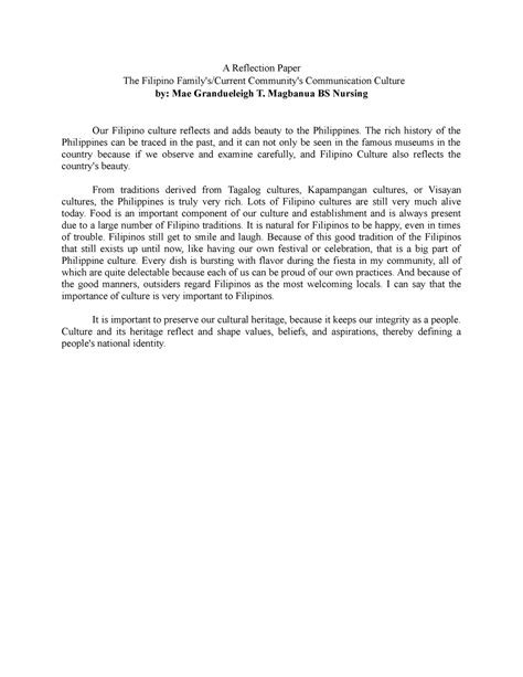 reflection paper example tagalog
