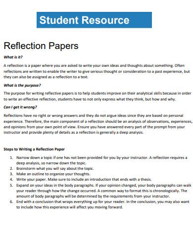 reflection paper examples for students