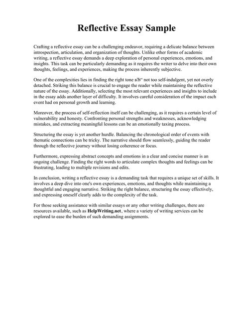 reflective writing examples for students pdf