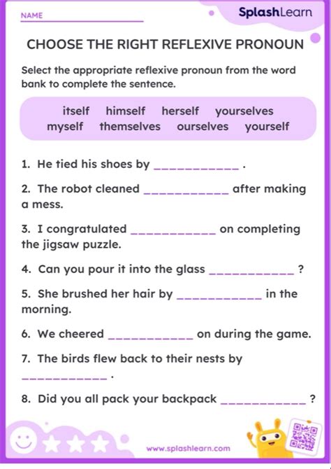 reflexive pronoun examples with answers class 7