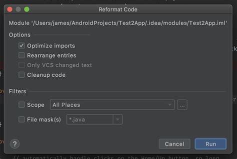 reformat code in android studio