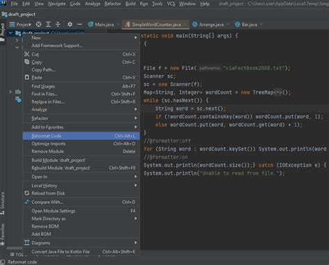 reformat code intellij